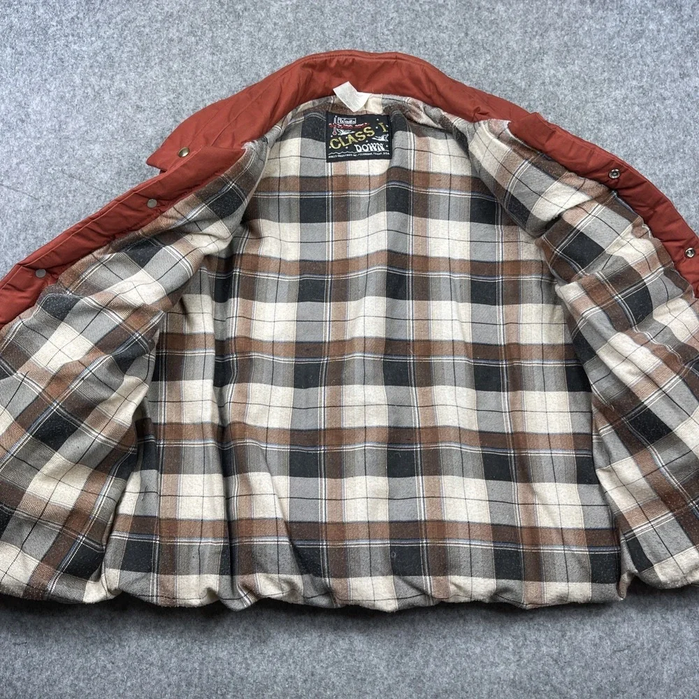 Vintage Walls Blizzard Pruf Down Puffer Vest Mens XL Brown Flannel Lined USA 80s